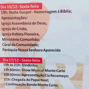 Programação de Natal em Tuparendi prossegue na noite de hoje