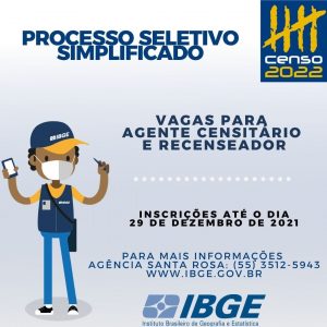 IBGE abre edital simplificado para censo de 2022; confira as vagas para Tuparendi