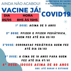 Amanhã tem vacinação contra Covid em Tuparendi