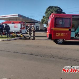 Motociclista fica ferido em acidente na região central de Três de Maio