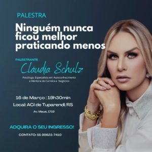 ACI vai promover palestra com Cláudia Schulz