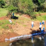 Ação de repovoamento de peixes em afluentes do Rio Uruguai em Porto Mauá