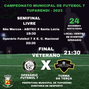 Semifinais da categoria livre e final dos veteranos do Municipal de Futebol Sete serão realizadas amanhã
